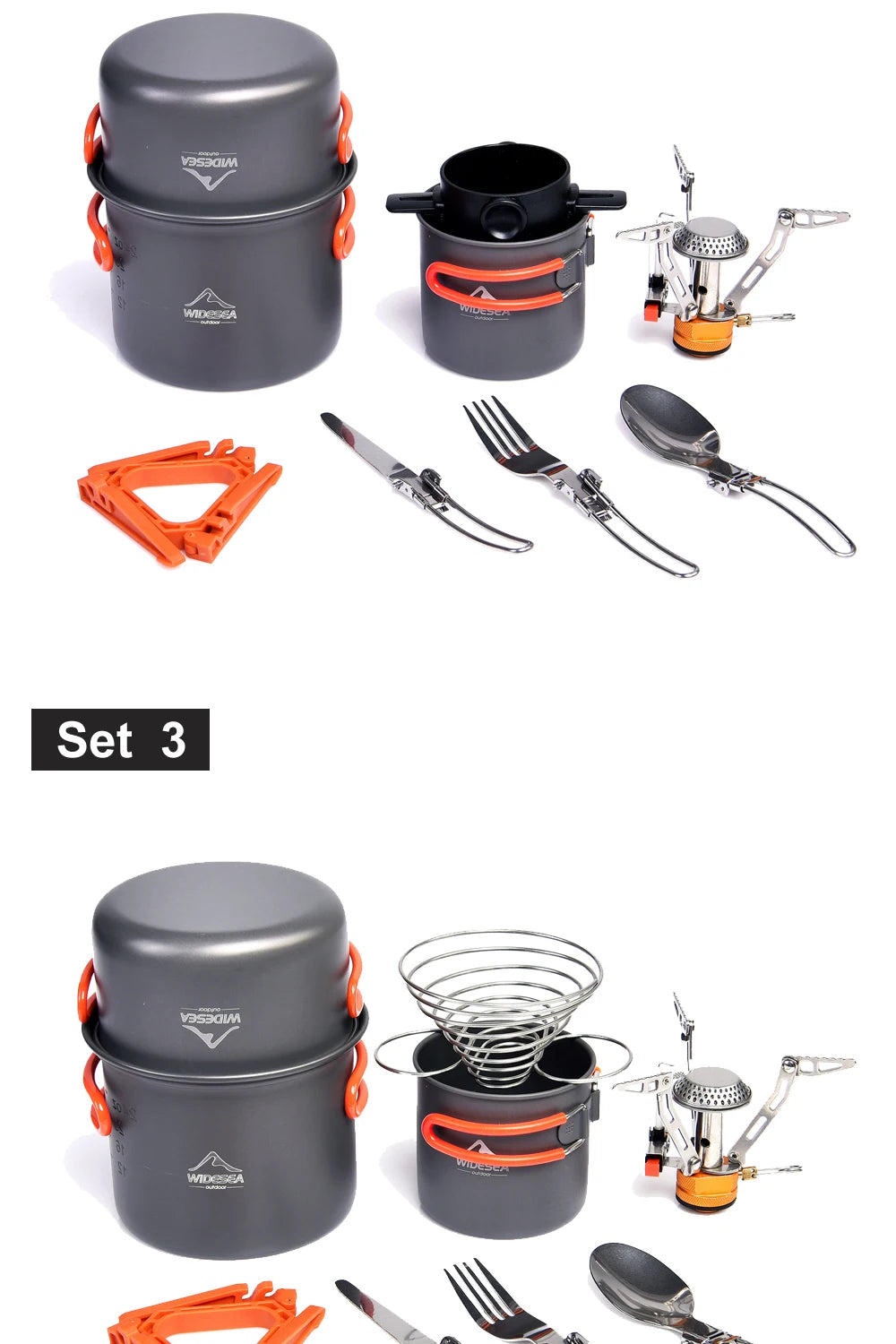 Widesea Camping Cookware Set Outdoor Tableware Equipment Supplies Burner Stove Folding Knife Fork Portable Pot