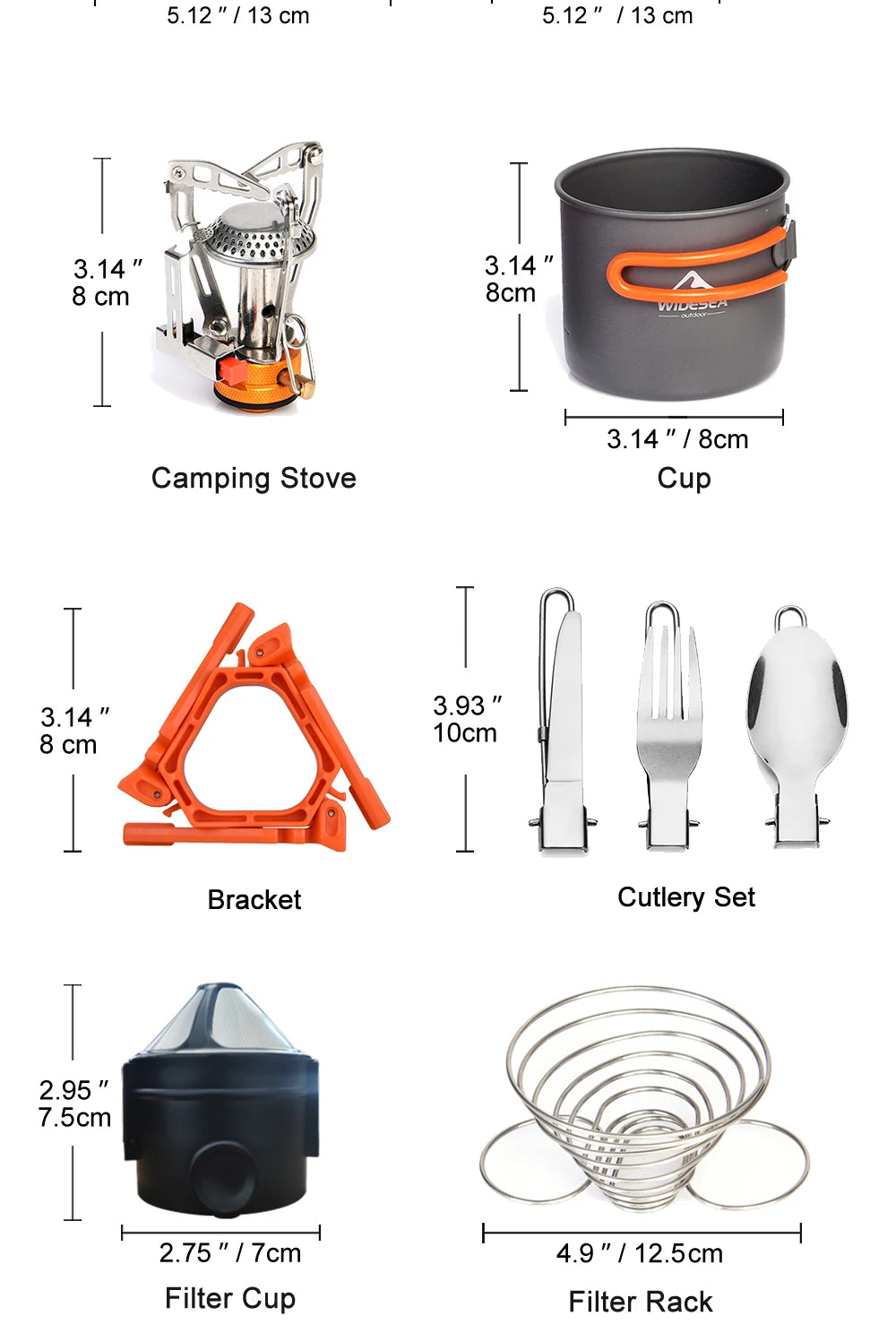 Widesea Camping Cookware Set Outdoor Tableware Equipment Supplies Burner Stove Folding Knife Fork Portable Pot