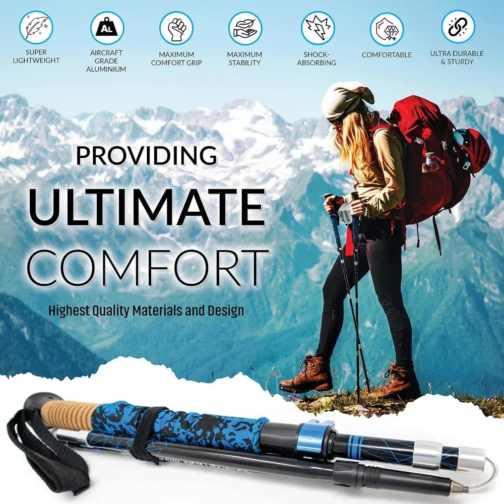 Trekking Poles for Hiking - 2 Folding Walking Sticks