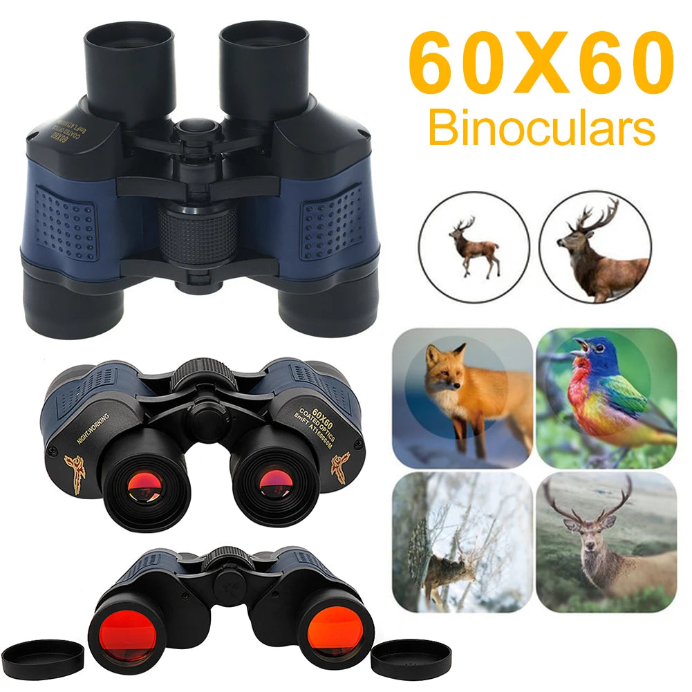 60x60 Professional Powerful Binoculars Long Range Telescope Portable Binoculars for Bird Watching Hunting Hiking Travel Sports