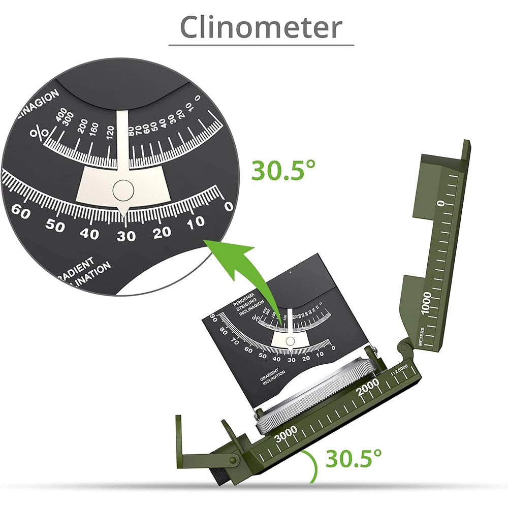 Mulitifunctional High Precision Outdoor Survival Compass Camping Waterproof Metal with Fluorescent Geological Compass