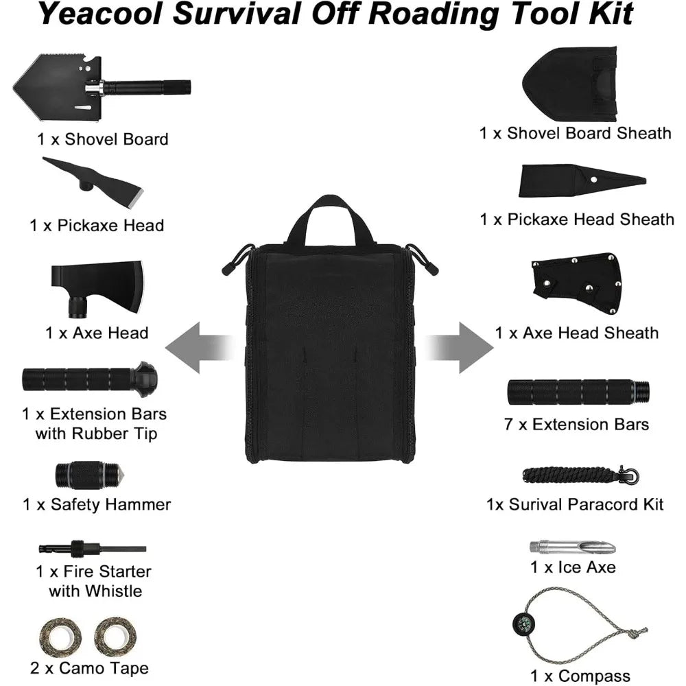 Camping Shovels Axe, Folding Off-Roading Tool Kit, for Camping, Hiking,  Emergency Outdoor