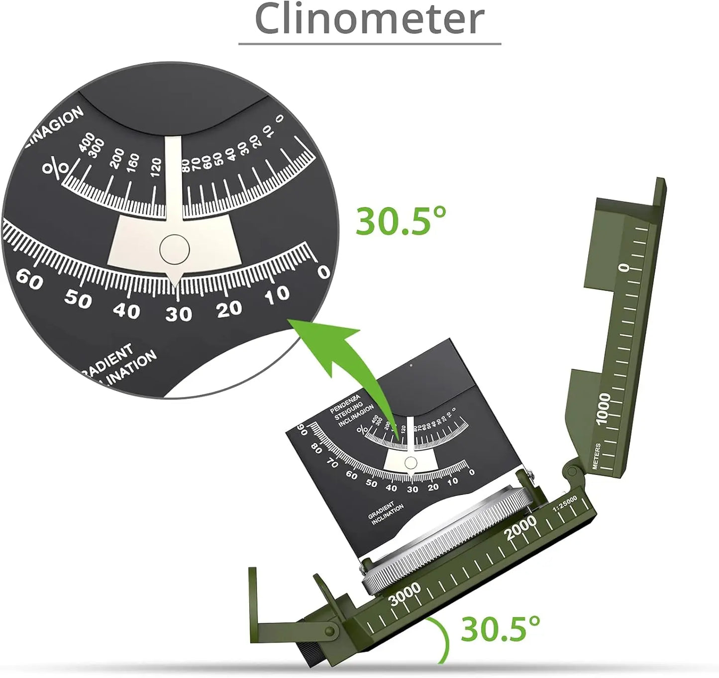 Mulitifunctional High Precision Outdoor Survival Compass Camping Waterproof Metal with Fluorescent Geological Compass