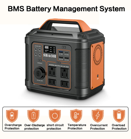 SBAOH 110V Portable Power Station P302,296Wh Lithium Battery Backup with 300W AC Outputs,Solar Generator for Travel and Camping