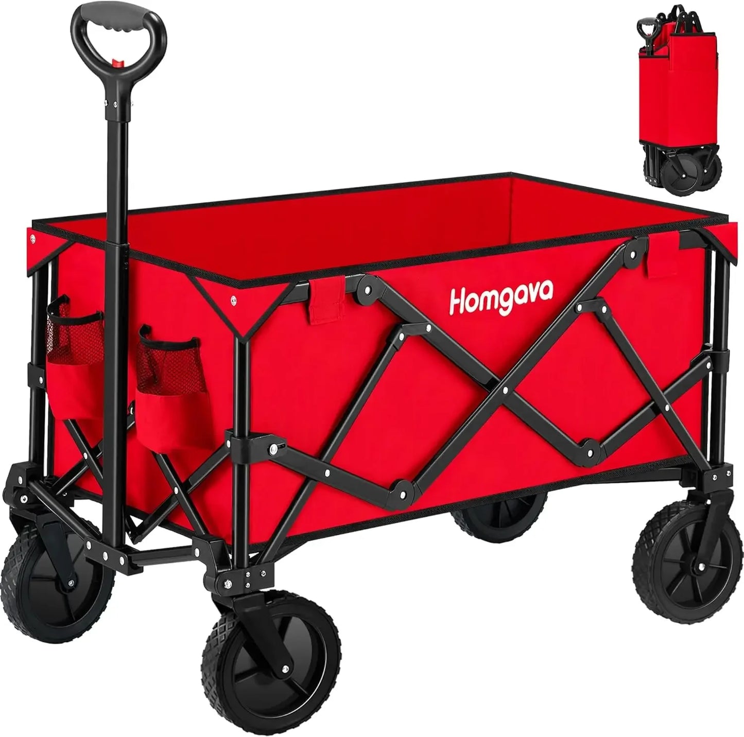 Collapsible Folding Wagon Cart,Heavy Duty Garden Cart with All Terrain Wheels,Portable Large Capacity Utility Wagon Cart