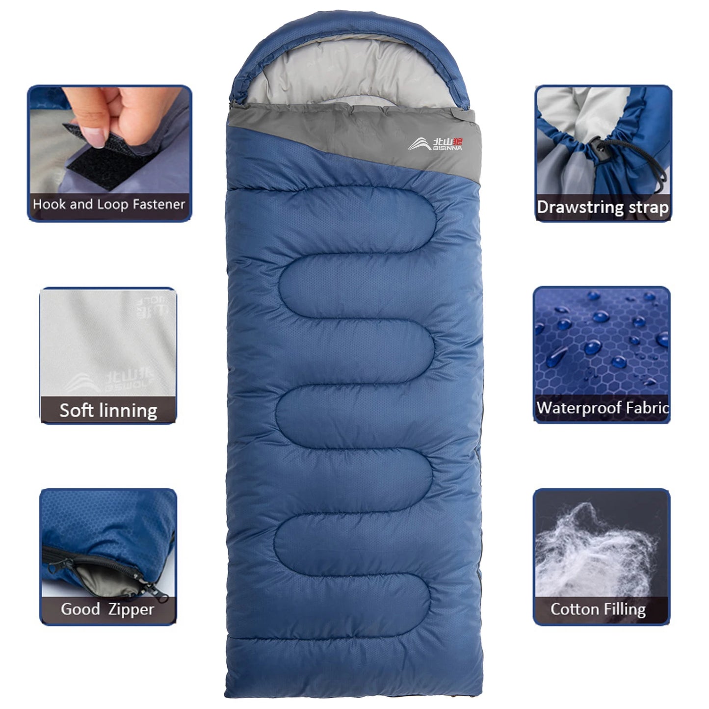 Camping Sleeping Bag Ultralight Waterproof Warm Envelope Backpacking