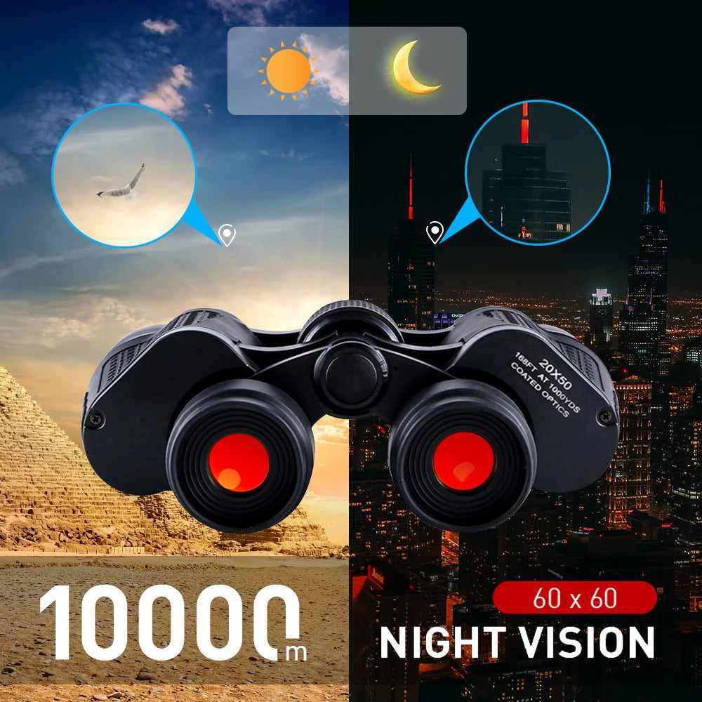 180x100 Zoom Binoculars Professional HD BAK4-Prism Powerful Binoculars Day Night Vision Long Range Outdoor Waterproof Telescope