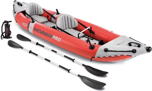 Excursion Pro Inflatable Kayak Series Includes Deluxe Kayak Paddles and High-Output Pump SuperTough PVC Adjustable Bucket Seat