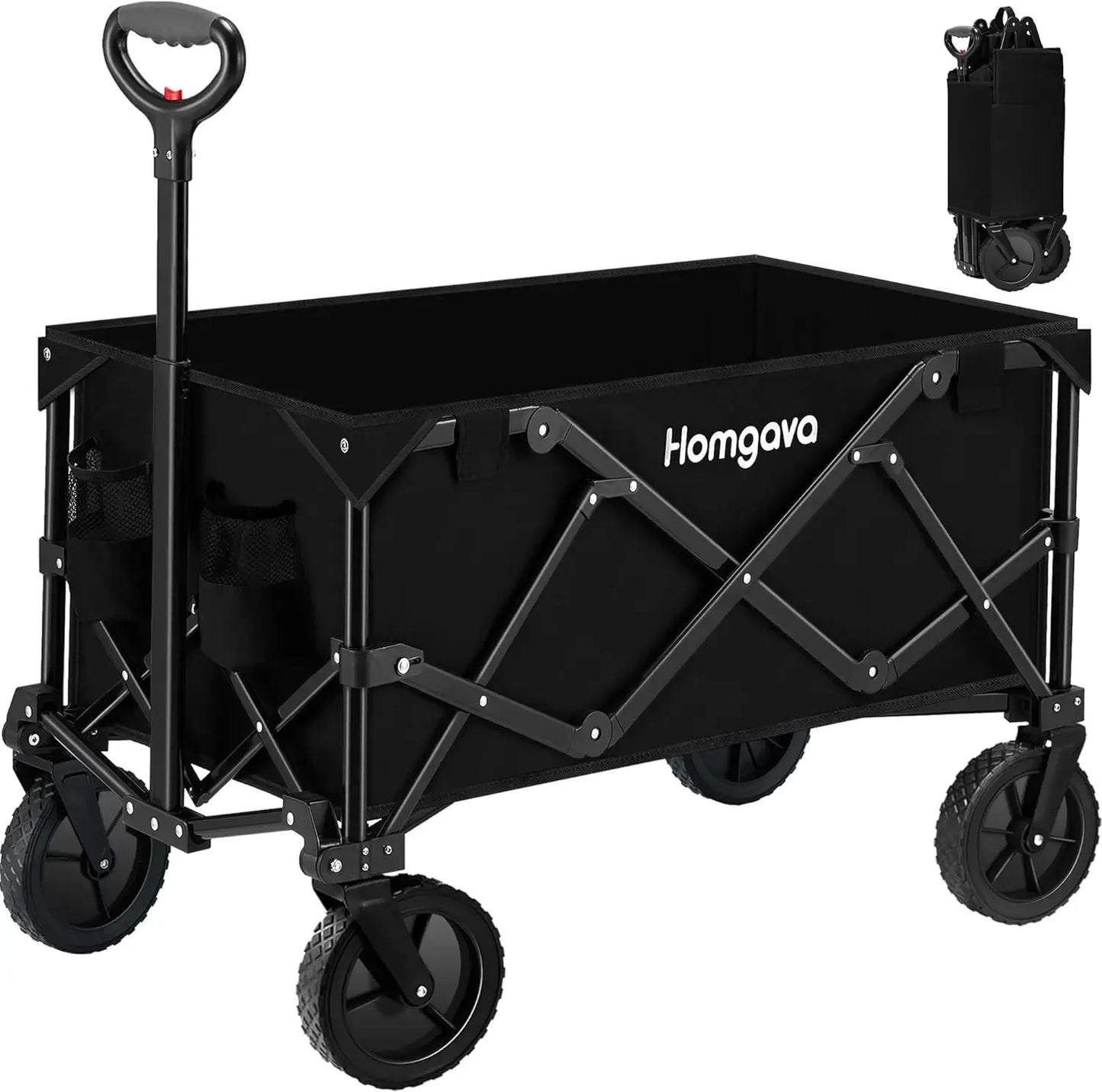 Collapsible Folding Wagon Cart,Heavy Duty Garden Cart with All Terrain Wheels,Portable Large Capacity Utility Wagon Cart