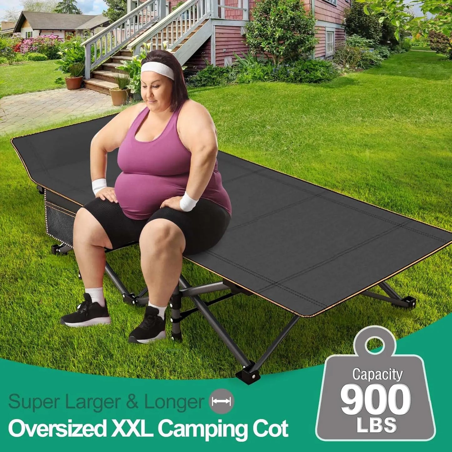 XXL Folding Camping Cot, 78" L x 32" W x 18" H Heavy Duty Sleeping Cots with Carry Bag, Double Layer Oxford