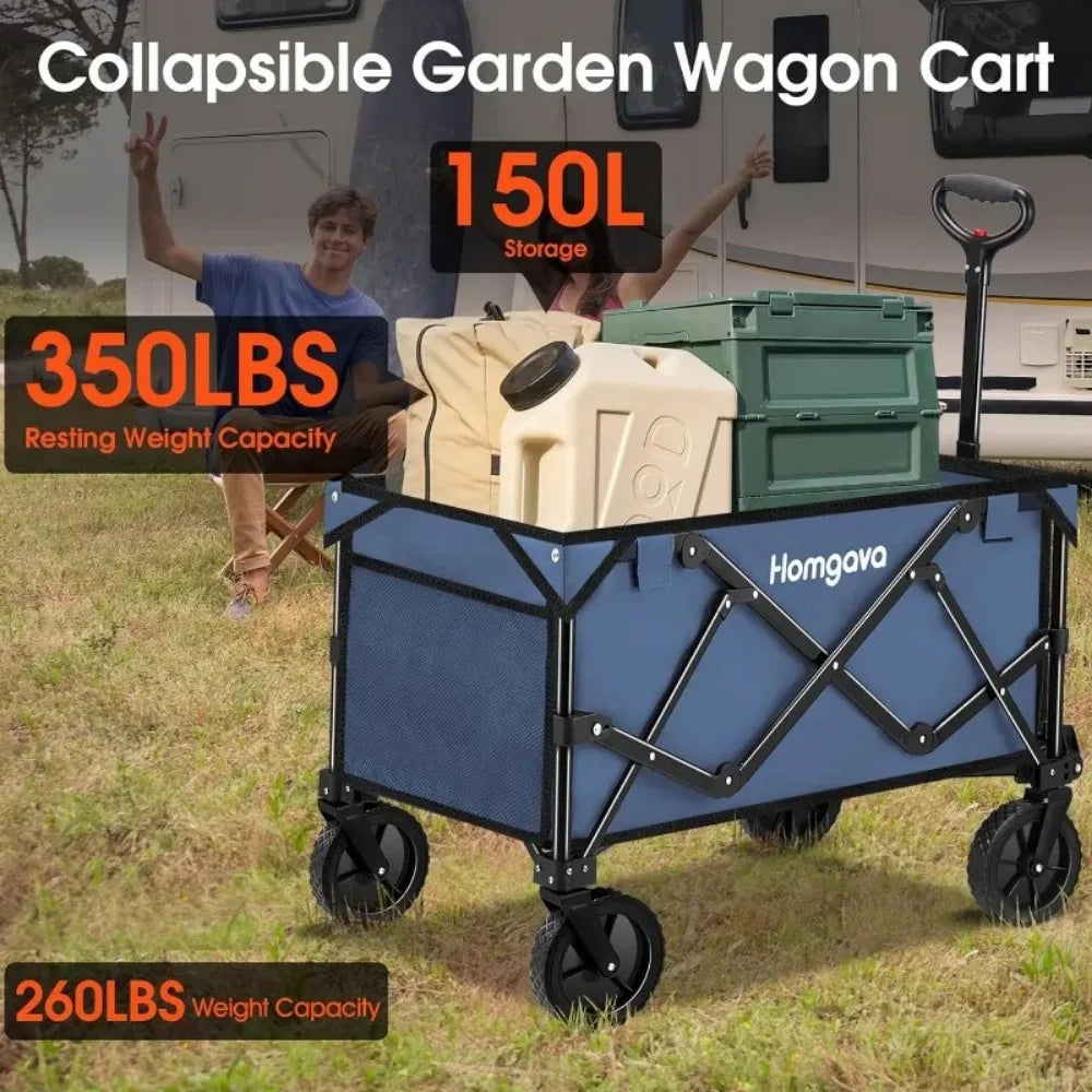 Collapsible Folding Wagon Cart,Heavy Duty Garden Cart with All Terrain Wheels,Portable Large Capacity Utility Wagon Cart