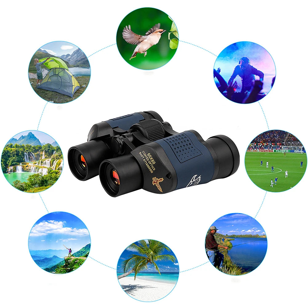 60x60 Professional Powerful Binoculars Long Range Telescope Portable Binoculars for Bird Watching Hunting Hiking Travel Sports