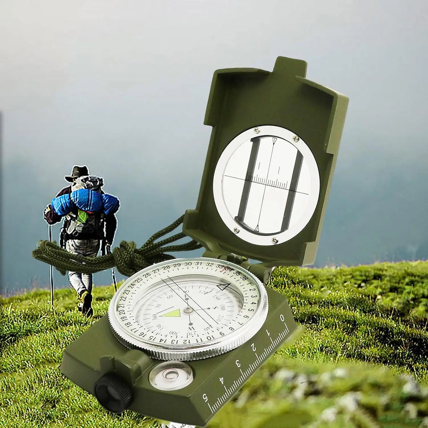 Mulitifunctional High Precision Outdoor Survival Compass Camping Waterproof Metal with Fluorescent Geological Compass