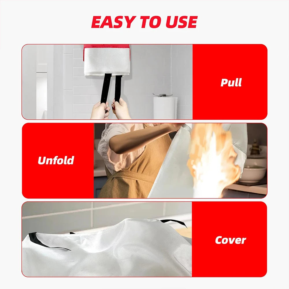 1/1.2/1.5/2M Fire Blanket Fighting Fire Extinguishers Emergency Blanket Survival Fiberglass Safety Cover