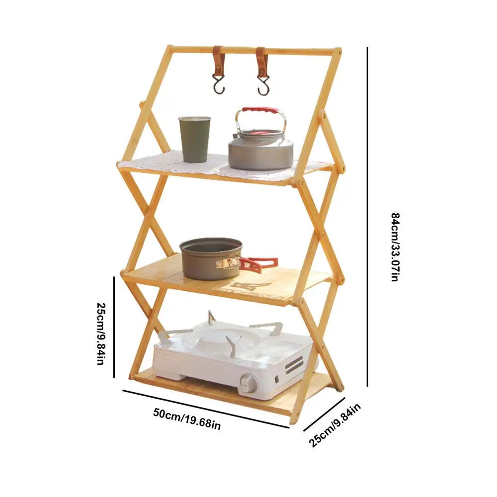 3/4 Layers Foldable Camping Shelf Portable Outdoor Storage Rack Multifunctional Folding Storage Shelf For Outdoor Camping Picnic