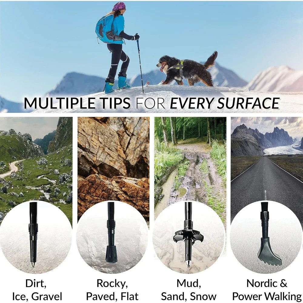 Trekking Poles for Hiking - 2 Folding Walking Sticks