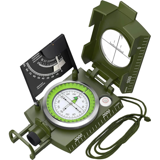 Mulitifunctional High Precision Outdoor Survival Compass Camping Waterproof Metal with Fluorescent Geological Compass